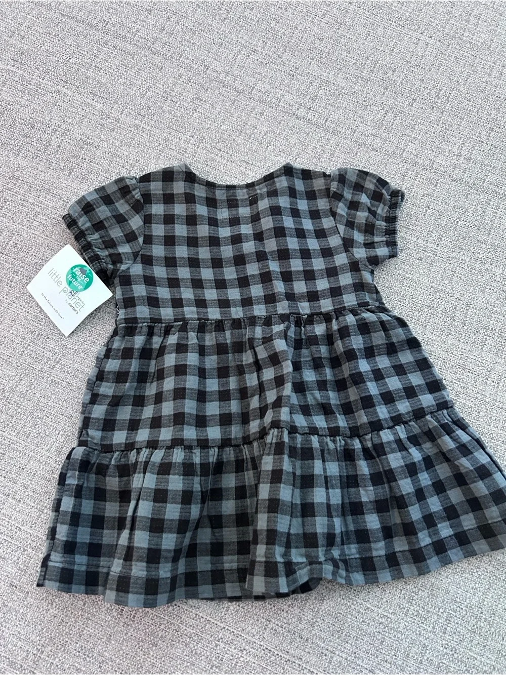 Carter’s Black and Gray Plaid Baby Dress with Bloomers. NWT. Size 6M